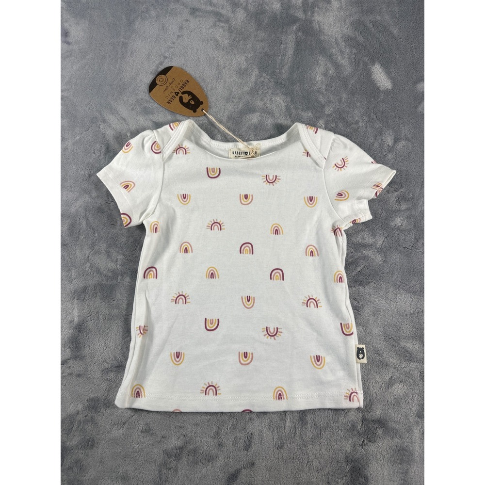 Rabbit + Bear Organic Rainbow Sun Print T-Shirt White 24M NWT